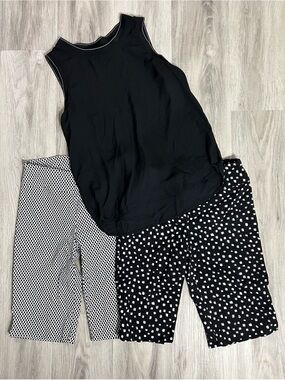 Women’s Black Sleeveless Top with Black & White Patterned Pants